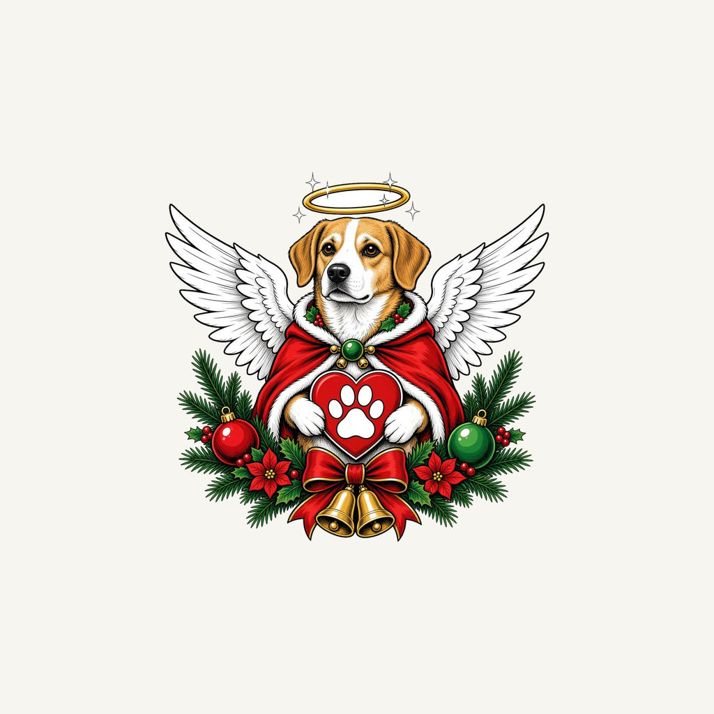 Angel Dog With Paw Heart Personalised Christmas Mug