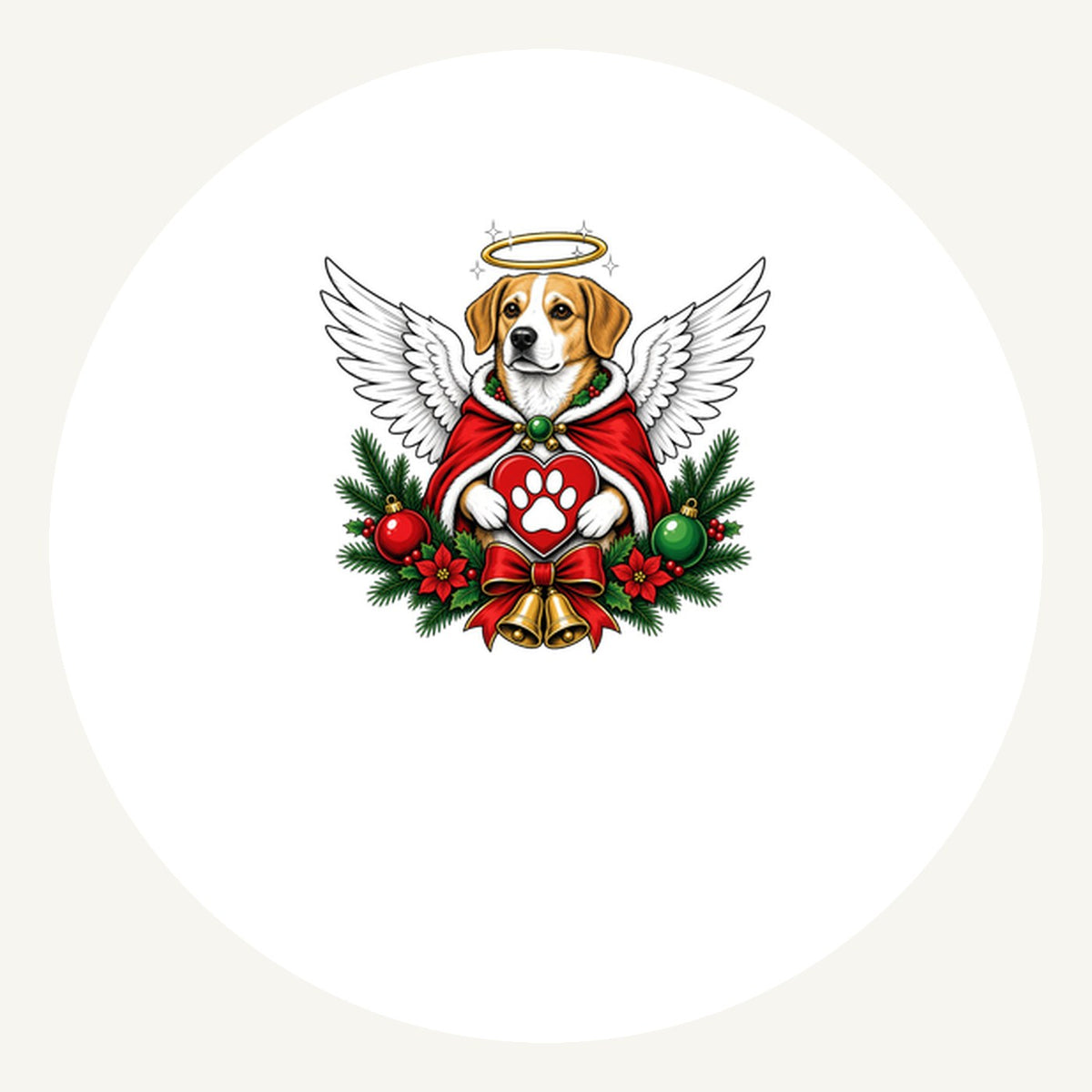 Angel Dog With Paw Heart Personalised Pewter Christmas Ornament