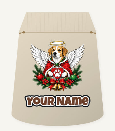 Angel Dog With Paw Heart Personalised Santa Sack