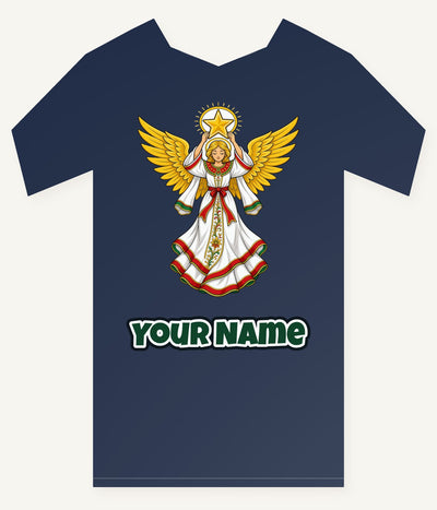 Angel Holding Golden Star Personalised Kids Tee and Baby Bodysuit