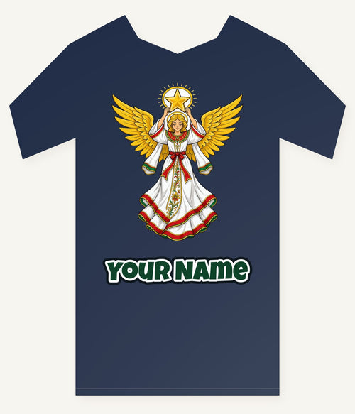 Angel Holding Golden Star Personalised Kids Tee and Baby Bodysuit