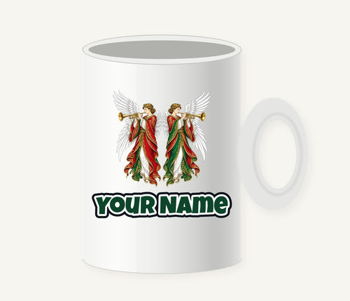 Angels With Golden Trumpets Personalised Christmas Mug