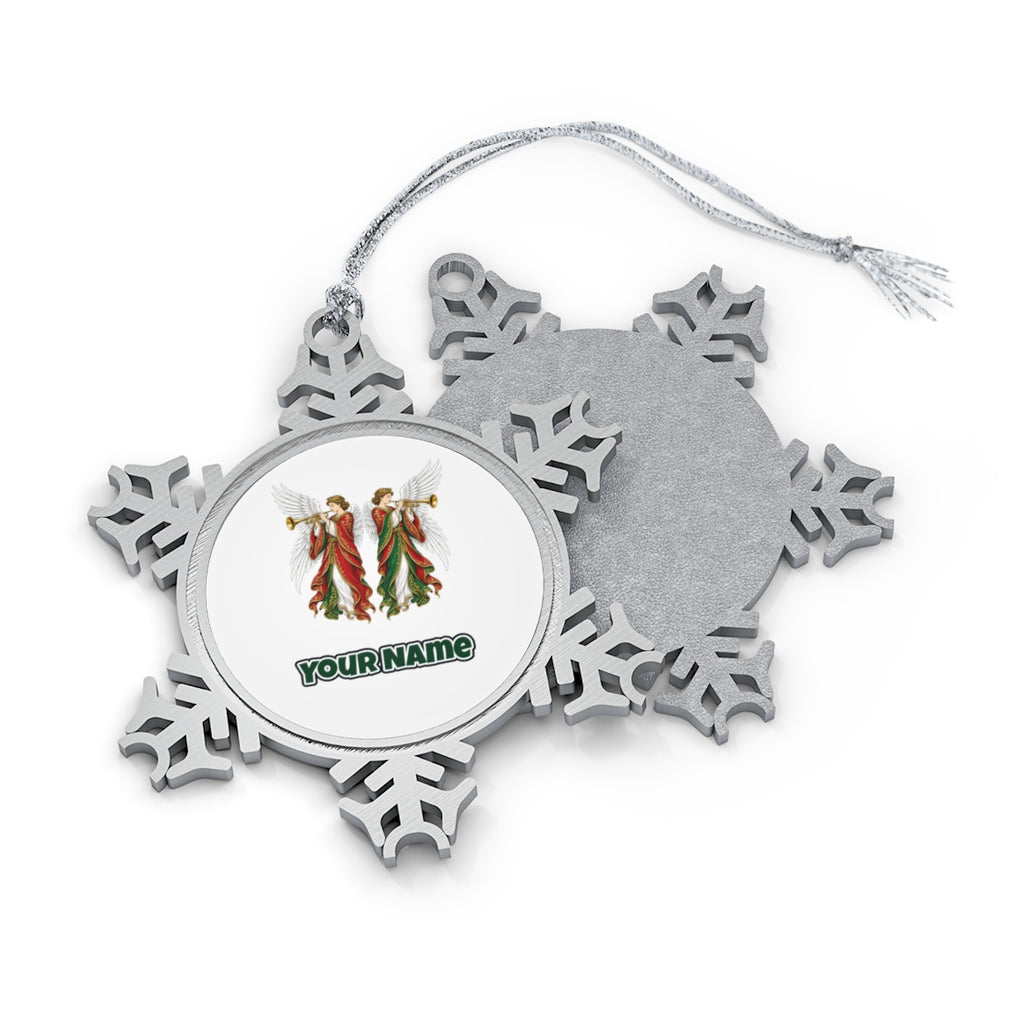 Angels With Golden Trumpets Personalised Pewter Christmas Ornament