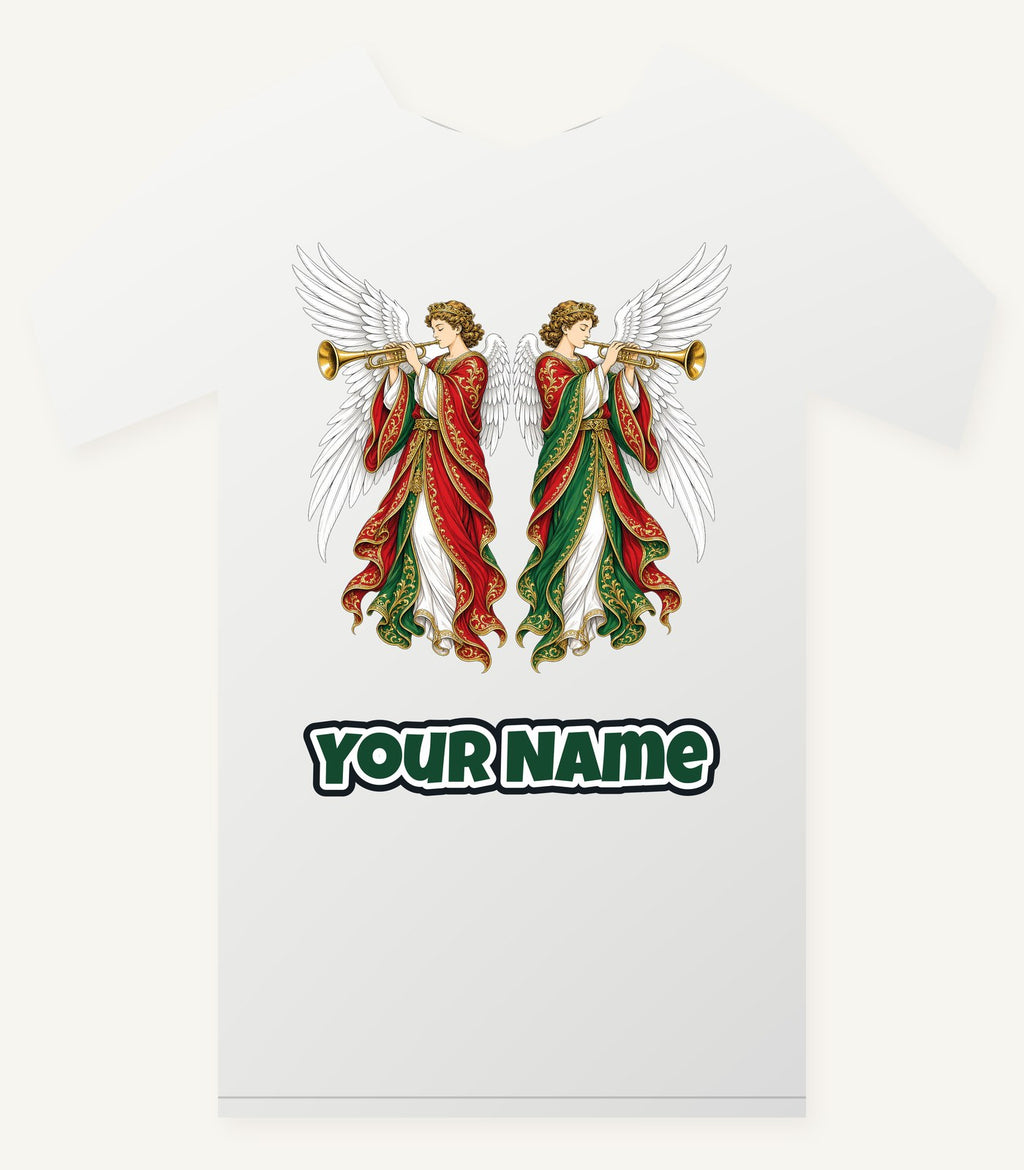 Angels With Golden Trumpets Personalised Christmas T-Shirt and Hoodie