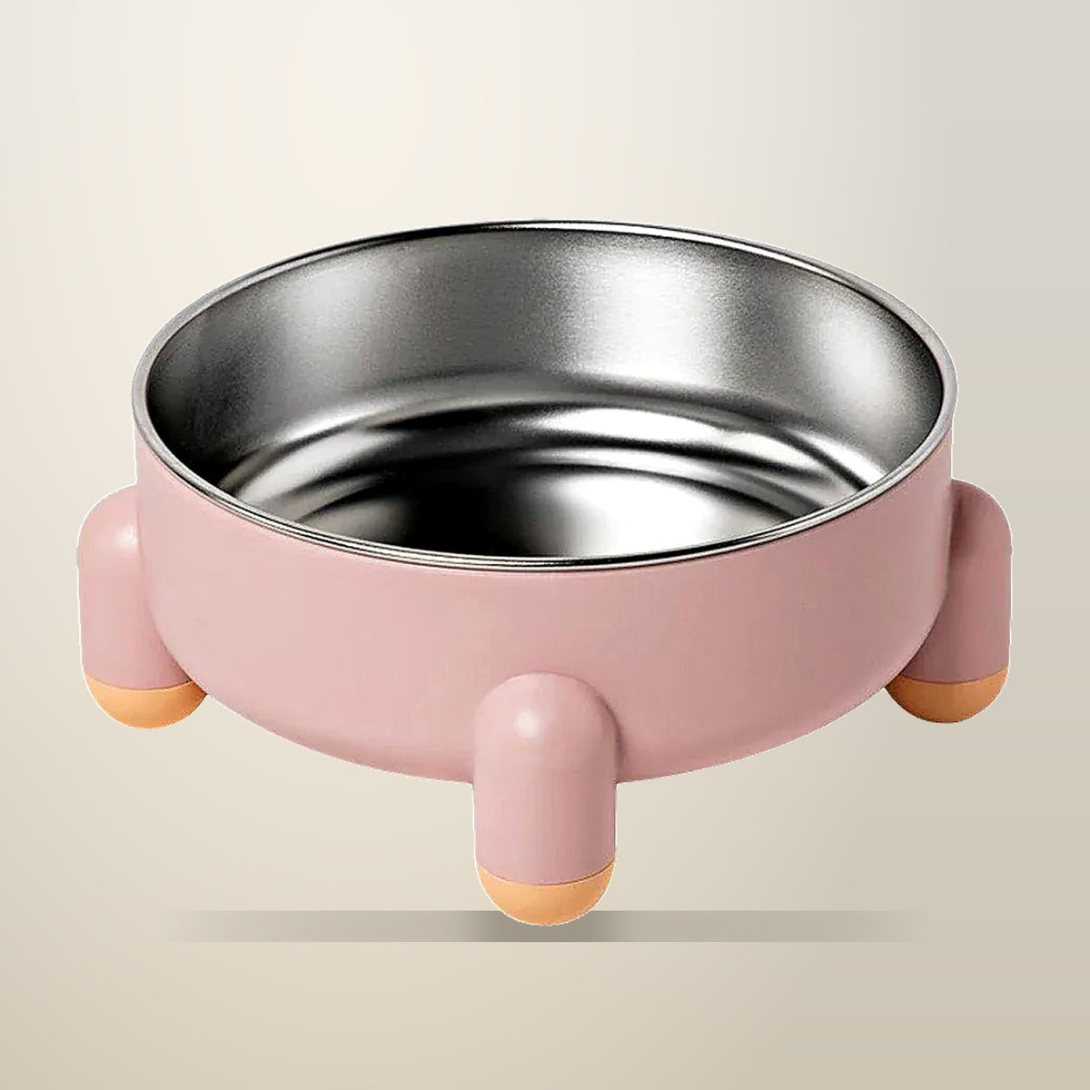 Anti Tip Stainless Steel Dog Bowl, 17.5 cm, on a plain cream background