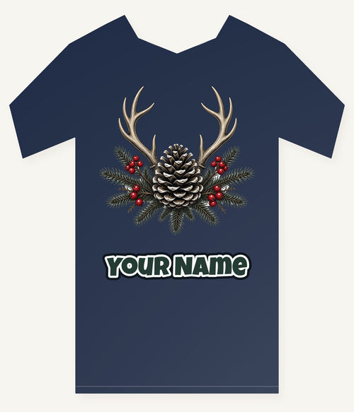 Antler and Pinecone Spray Personalised Kids Tee and Baby Bodysuit