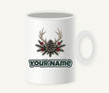 Antler and Pinecone Spray Personalised Christmas Mug