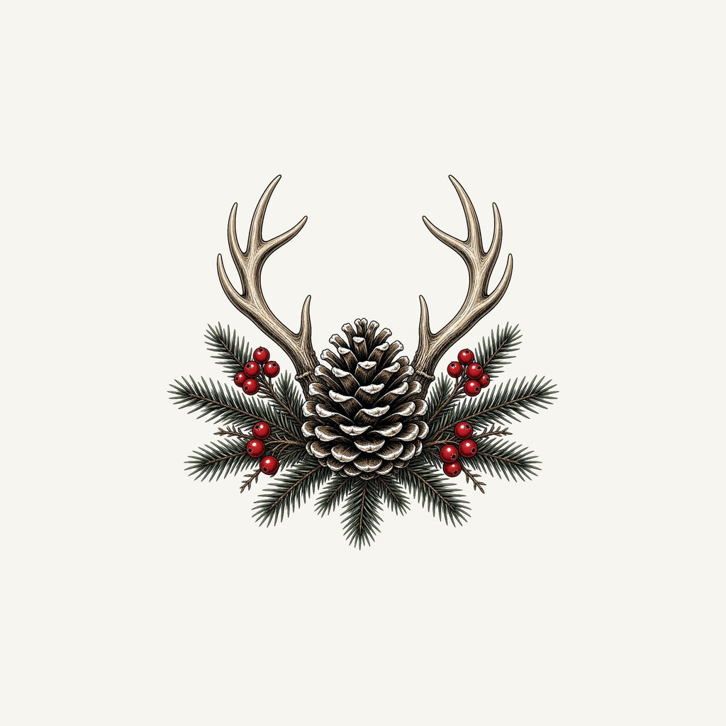 Antler and Pinecone Spray Personalised Christmas Mug