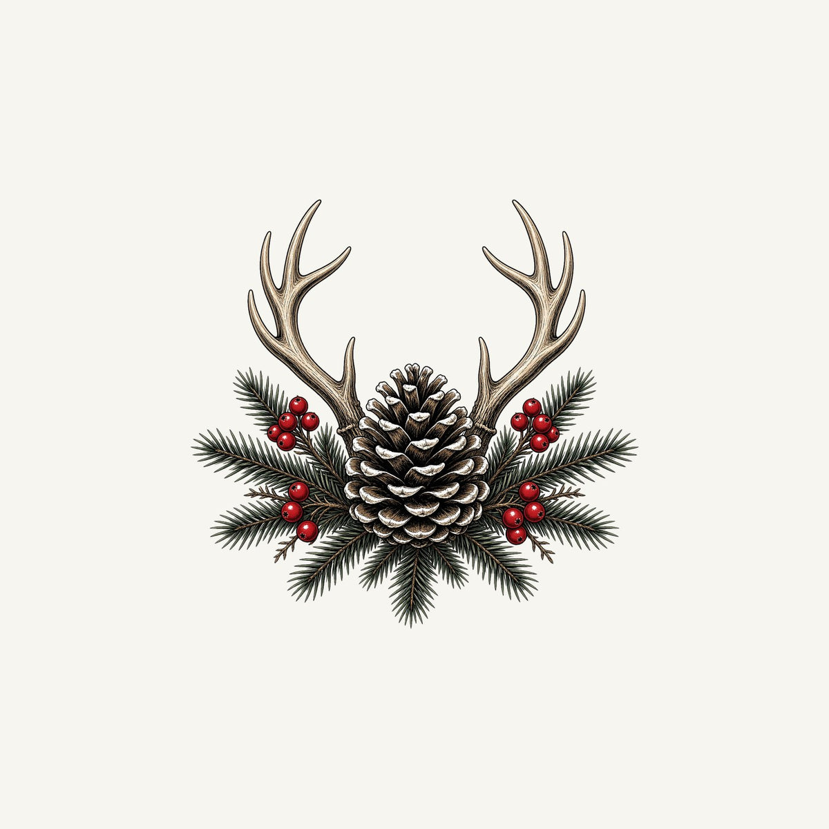 Antler and Pinecone Spray Personalised Christmas Mug