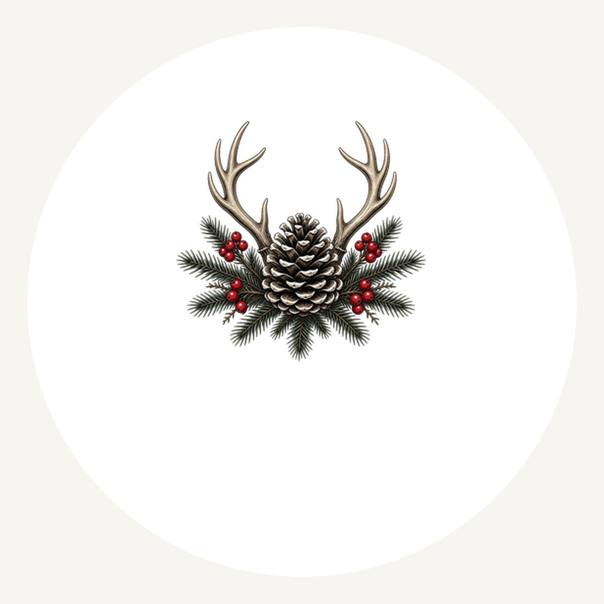 Antler and Pinecone Spray Personalised Pewter Christmas Ornament