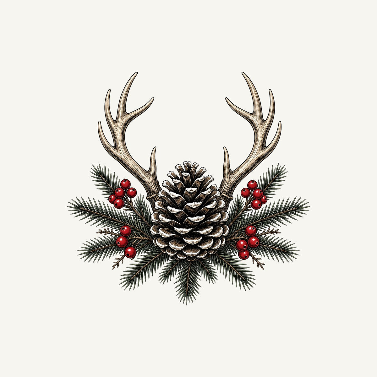 Antler and Pinecone Spray Personalised Christmas T-Shirt and Hoodie