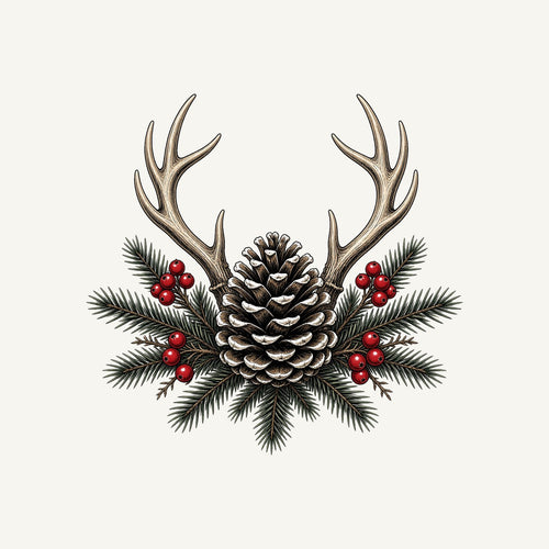 Antler and Pinecone Spray Personalised Santa Sack