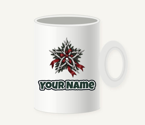 Antler Star With Ribbon Personalised Christmas Mug