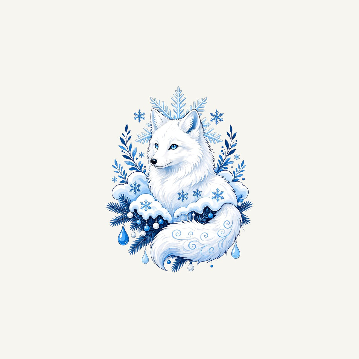 Arctic Fox in Snowflakes Personalised Christmas Mug