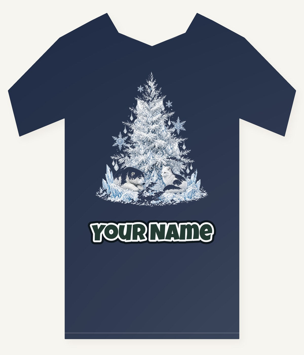 Arctic Snow Tree with Polar Bears Personalised Kids Tee and Baby Bodysuit