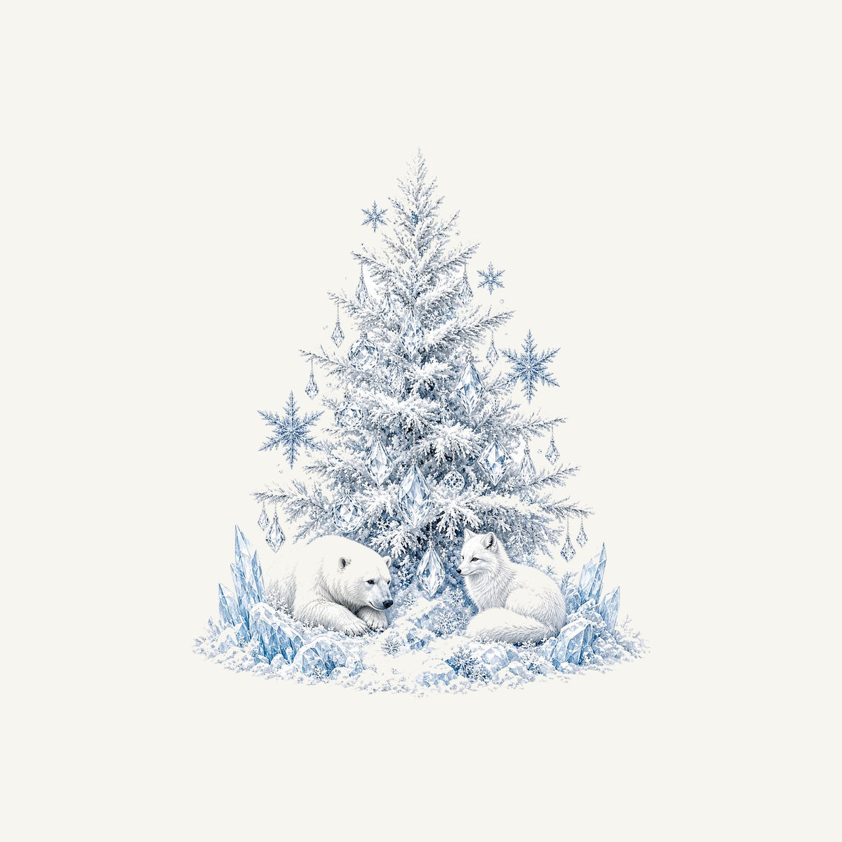 Arctic Snow Tree with Polar Bears Personalised Kids Tee and Baby Bodysuit