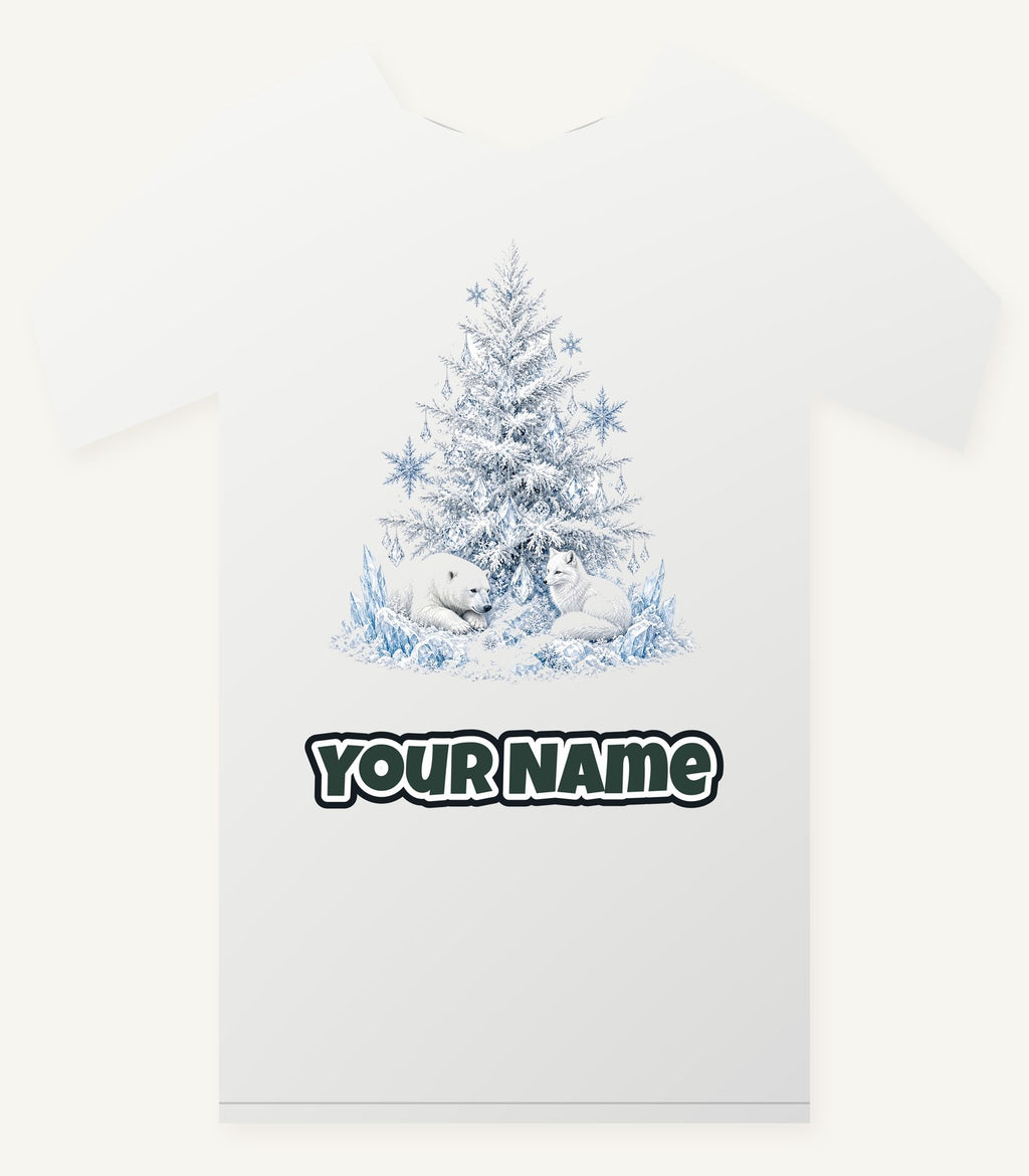 Arctic Snow Tree with Polar Bears Personalised Christmas T-Shirt and Hoodie