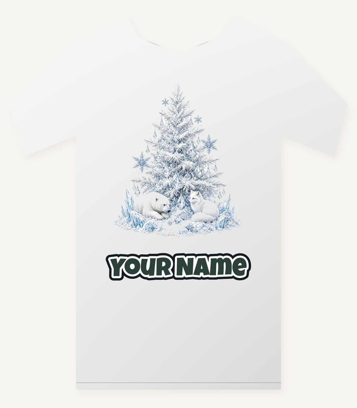 Arctic Snow Tree with Polar Bears Personalised Christmas T-Shirt and Hoodie