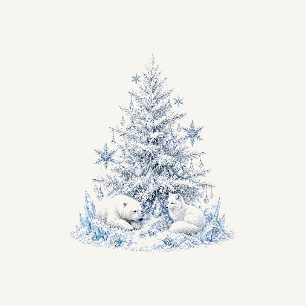 Arctic Snow Tree with Polar Bears Personalised Christmas T-Shirt and Hoodie