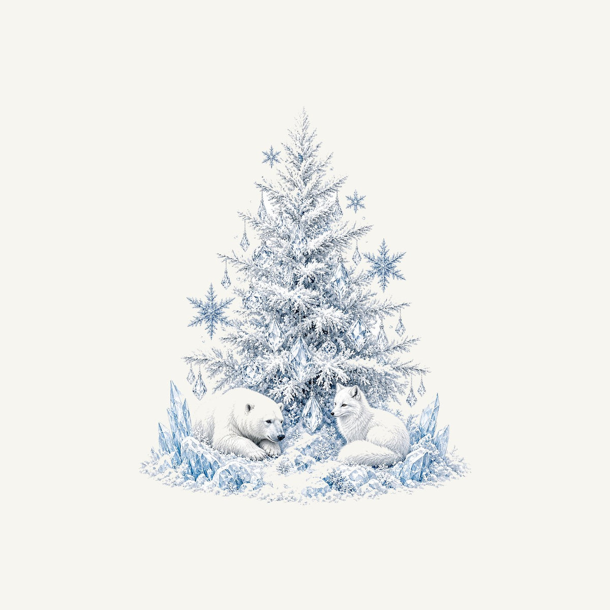 Arctic Snow Tree with Polar Bears Personalised Christmas T-Shirt and Hoodie