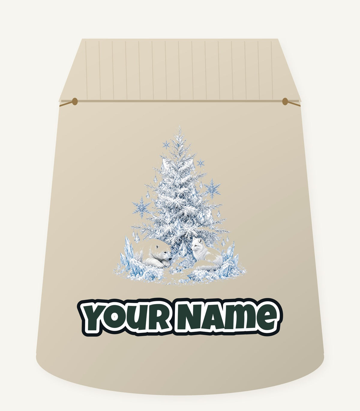 Arctic Snow Tree with Polar Bears Personalised Santa Sack