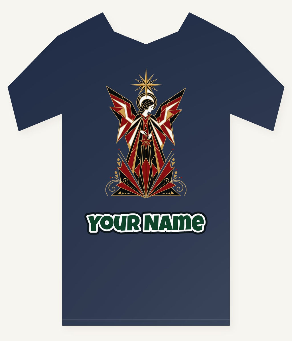 Art Deco Christmas Angel Personalised Kids and Baby Christmas Tee