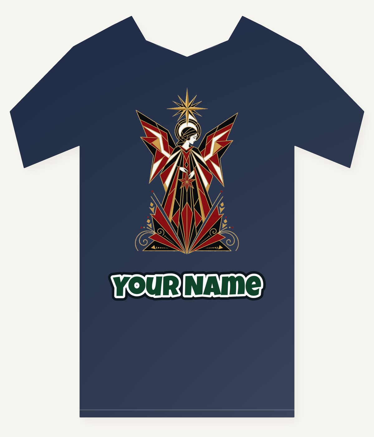 Art Deco Christmas Angel Personalised Kids and Baby Christmas Tee