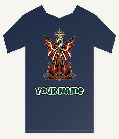 Art Deco Christmas Angel Personalised Kids Tee and Baby Bodysuit