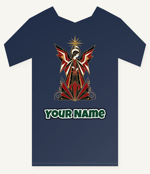 Art Deco Christmas Angel Personalised Kids and Baby Christmas Tee