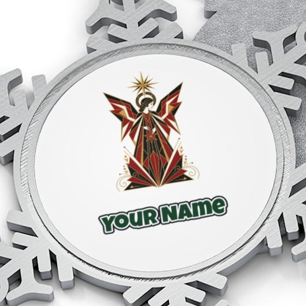 Art Deco Christmas Angel Personalised Pewter Christmas Ornament