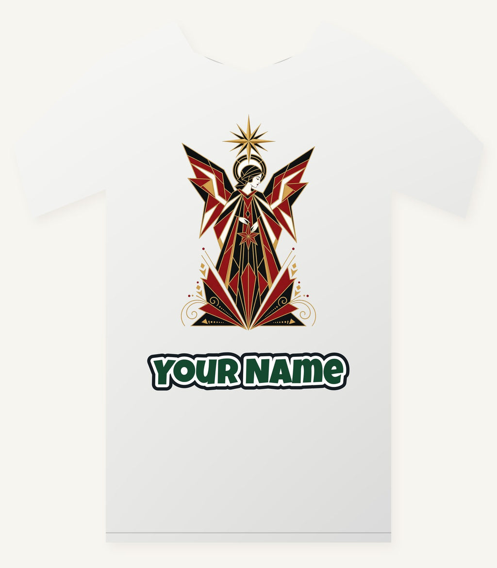 Art Deco Christmas Angel Personalised Christmas T-Shirt and Hoodie