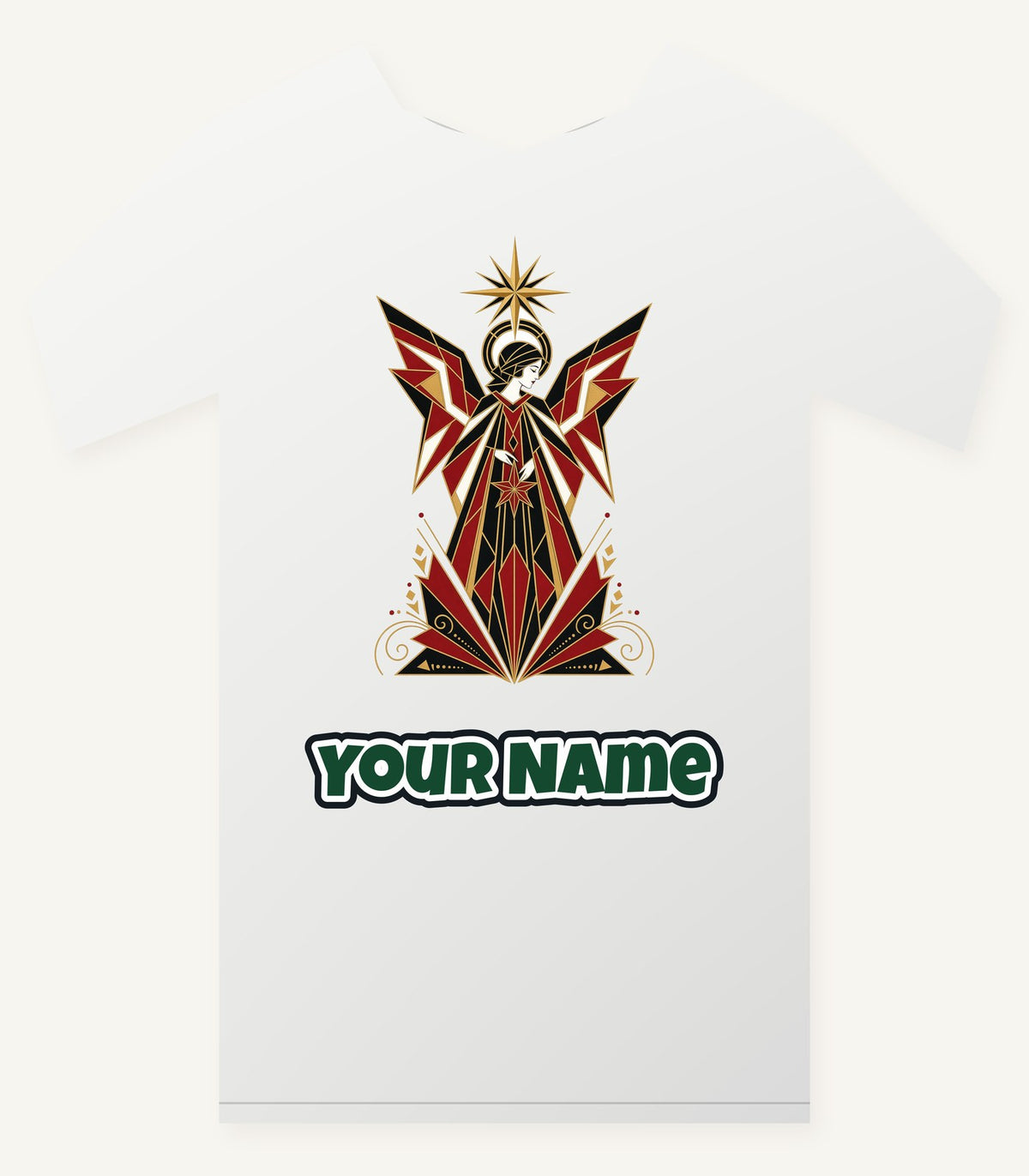Art Deco Christmas Angel Personalised Christmas T-Shirt and Hoodie