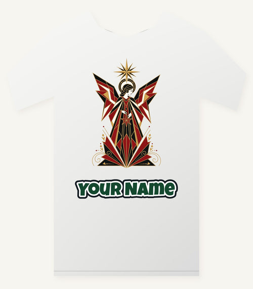 Art Deco Christmas Angel Personalised Christmas T-Shirt and Hoodie