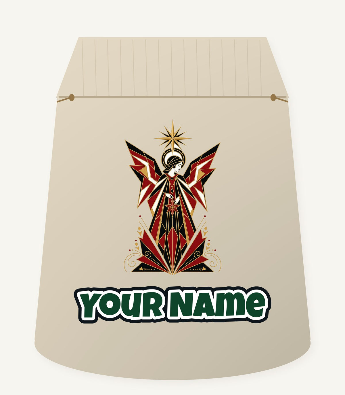 Art Deco Christmas Angel Personalised Santa Sack