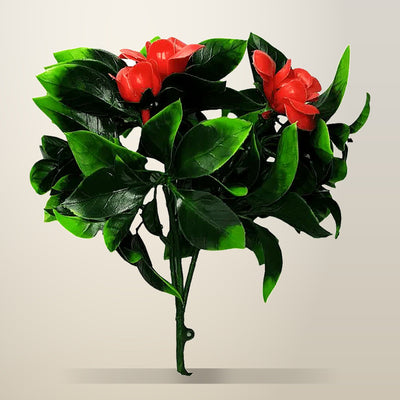 Artificial Flowering Red Rose Stem, UV Resistant, 30 cm