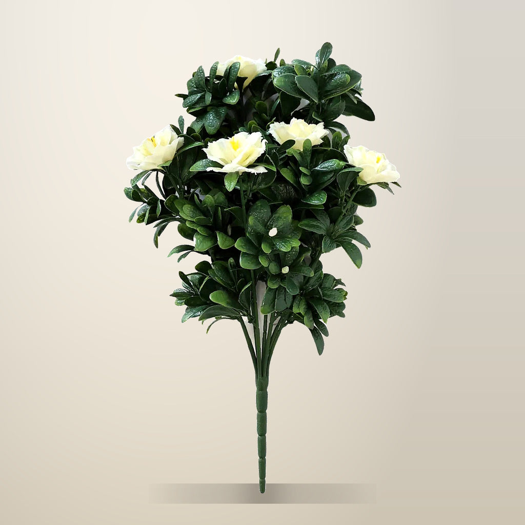 Artificial White Hanging Rose Stem, UV Resistant, on a plain cream background