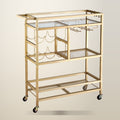 Artiss Bar Cart, 3 Hooks, 72 cm, Gold, on a plain cream background