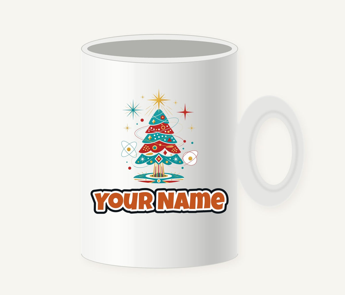 Atomic Mid Century Tree Personalised Christmas Mug