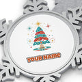 Atomic Mid Century Tree Personalised Pewter Christmas Ornament