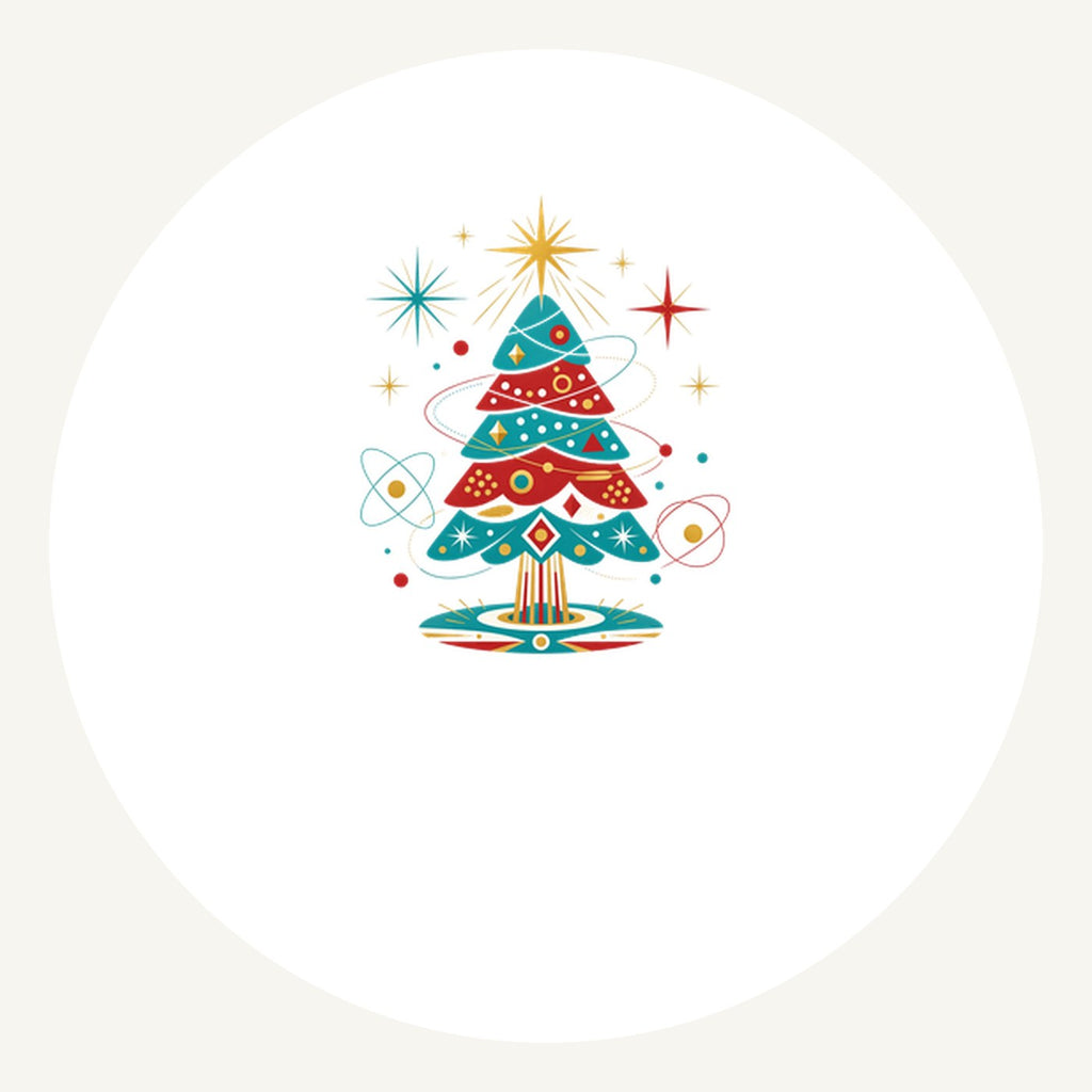Atomic Mid Century Tree Personalised Pewter Christmas Ornament