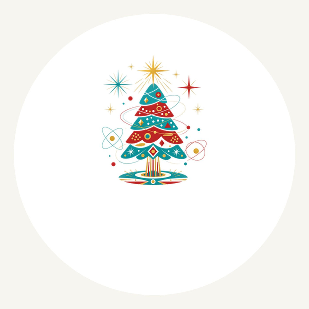 Atomic Mid Century Tree Personalised Pewter Christmas Ornament