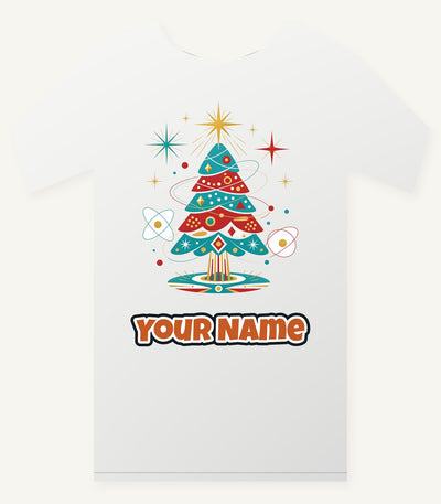 Atomic Mid Century Tree Personalised Christmas T-Shirt and Hoodie