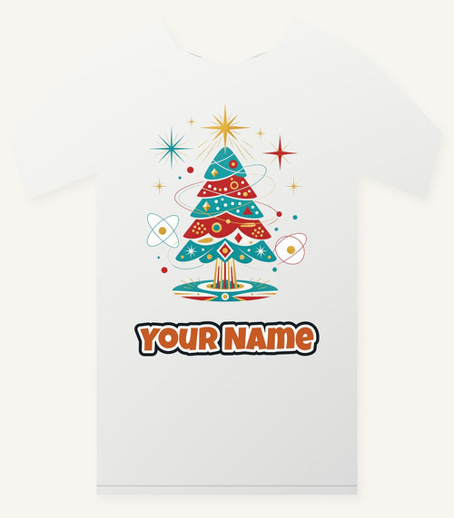 Atomic Mid Century Tree Personalised Christmas T-Shirt and Hoodie