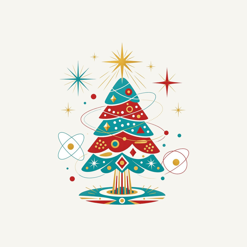 Atomic Mid Century Tree Personalised Christmas T-Shirt and Hoodie