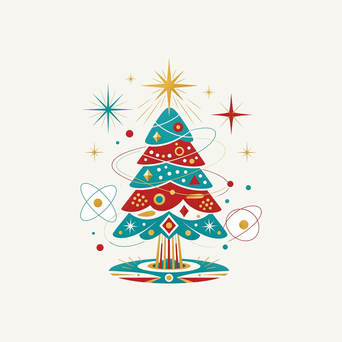 Atomic Mid Century Tree Personalised Christmas T-Shirt and Hoodie