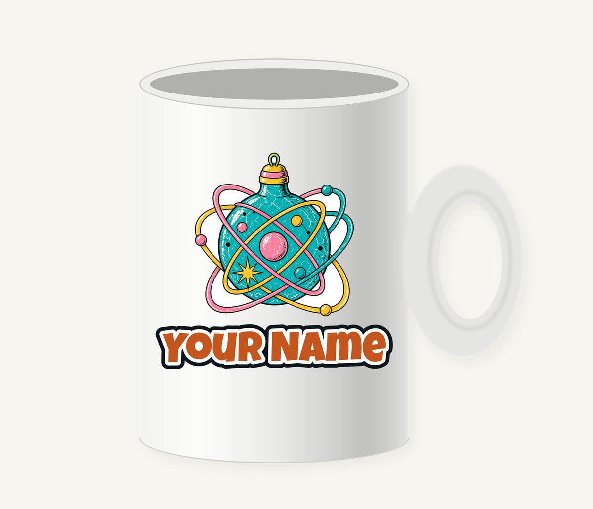 Atomic Orbit Bauble Personalised Christmas Mug