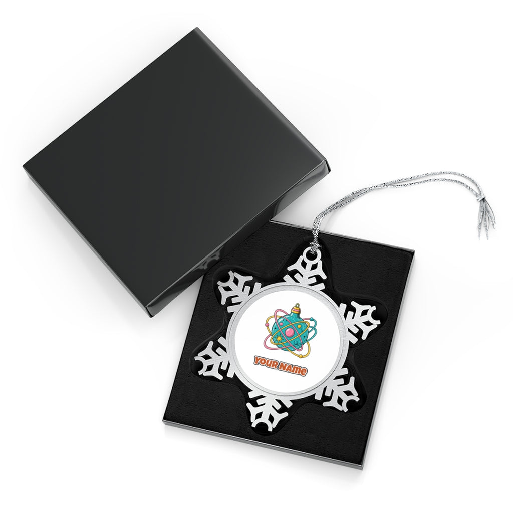 Atomic Orbit Bauble Personalised Pewter Christmas Ornament