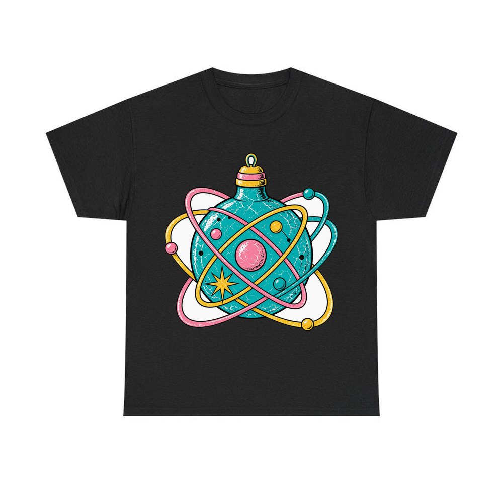 Atomic Orbit Bauble personalised Christmas T-shirt in black