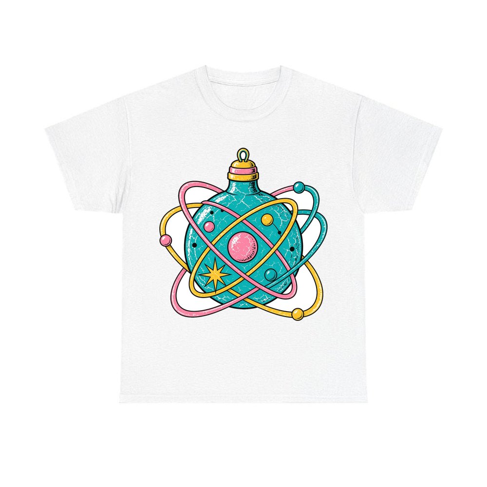 Atomic Orbit Bauble personalised Christmas T-shirt in white