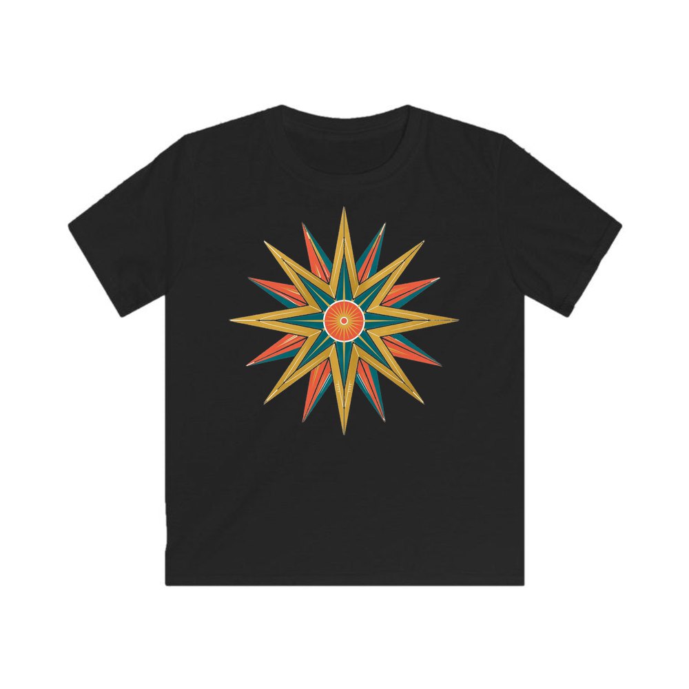 Atomic Starburst Star personalised kids Christmas tee in black